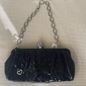 Brighton Black Clutch Handbag with Silver Chain